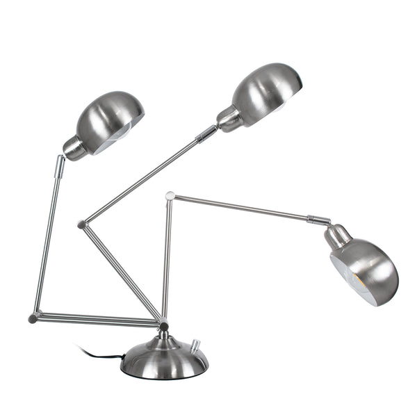 OFFICE CHROME 01393 Moderne Tischlampe, tragbar, Einzelleuchte, 1 x E27, Chrom-Nickel-Metallic, Φ14 x H80 cm