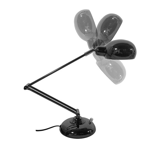 OFFICE BLACK 01392 Moderne Tischlampe, tragbar, Einzelleuchte, Metall, Schwarz-Nickel, Φ12 x H80 cm