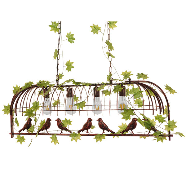 GLOBOSTAR® NEST 01402 Vintage Κρεμαστό Φωτιστικό Οροφής με Ντουί 4 x E27 AC 220-240V IP20 - Χάλκινο & Πράσινο - Μ103 x Π34 x Υ36.5cm