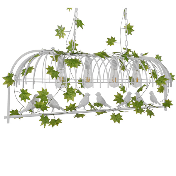 GLOBOSTAR® NEST 01403 Vintage Κρεμαστό Φωτιστικό Οροφής με Ντουί 4 x E27 AC 220-240V IP20 - Λευκό & Πράσινο - Μ103 x Π34 x Υ36.5cm