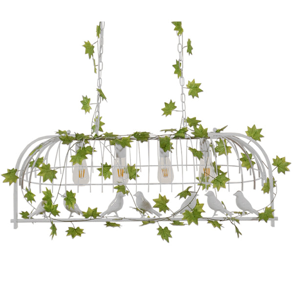 GLOBOSTAR® NEST 01403 Vintage Κρεμαστό Φωτιστικό Οροφής με Ντουί 4 x E27 AC 220-240V IP20 - Λευκό & Πράσινο - Μ103 x Π34 x Υ36.5cm