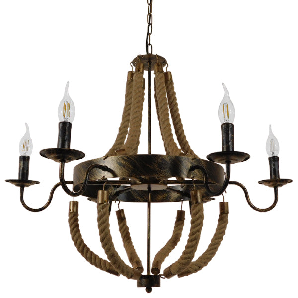 GLOBOSTAR® VICTORIAN 01404 Vintage Κρεμαστό Φωτιστικό Οροφής με Ντουί 6 x E14 AC 220-240V IP20 - Χάλκινο Εφέ Σκουριάς & Μπεζ - Μ85 x Π85 x Υ85cm