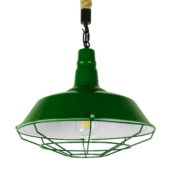 GLOBOSTAR® CRANE 01408 Vintage Hängeleuchte mit 1 x E27 Fassung AC 220-240V IP20 - Grün & Beige - L36 x B36 x H31cm