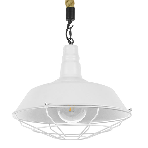 GLOBOSTAR® CRANE 01409 Vintage Κρεμαστό Φωτιστικό Οροφής με Ντουί 1 x E27 AC 220-240V IP20 - Λευκό & Μπεζ - Μ36 x Π36 x Υ31cm