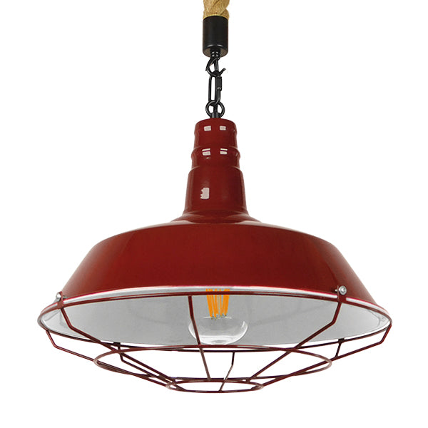 GLOBOSTAR® CRANE 01410 Vintage Deckenpendelleuchte mit 1 x E27 AC 220-240V IP20 Fassung - Rot & Beige - L36 x B36 x H31cm