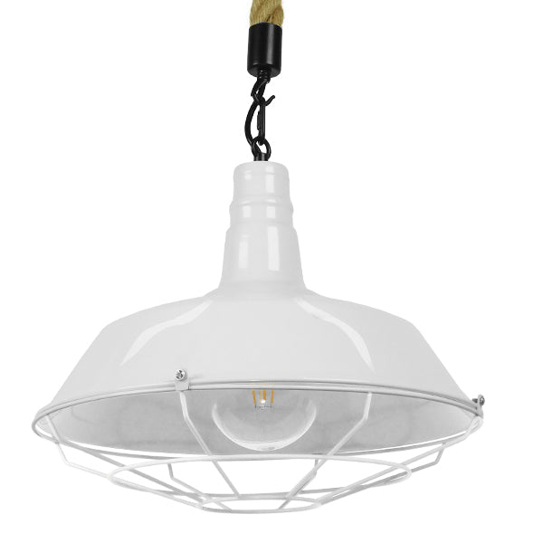 GLOBOSTAR® PUPPET 01412 Vintage Κρεμαστό Φωτιστικό Οροφής με Ντουί 1 x E27 AC 220-240V IP20 - Λευκό & Μπεζ - Μ36 x Π36 x Y31cm