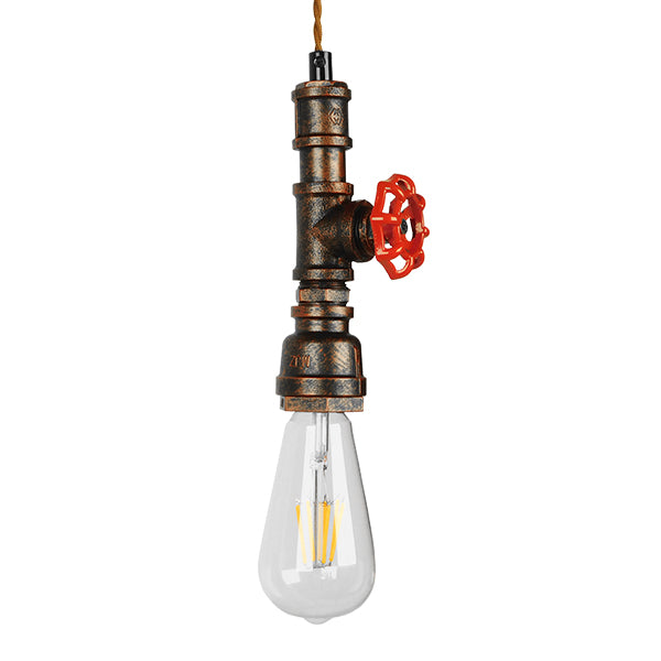 GLOBOSTAR® SPIGOT 01414 Vintage Κρεμαστό Φωτιστικό Οροφής με Ντουί 1 x E27 AC 220-240V IP20 - Καφέ & Κόκκινο - Μ5 x Π5 x Y20cm