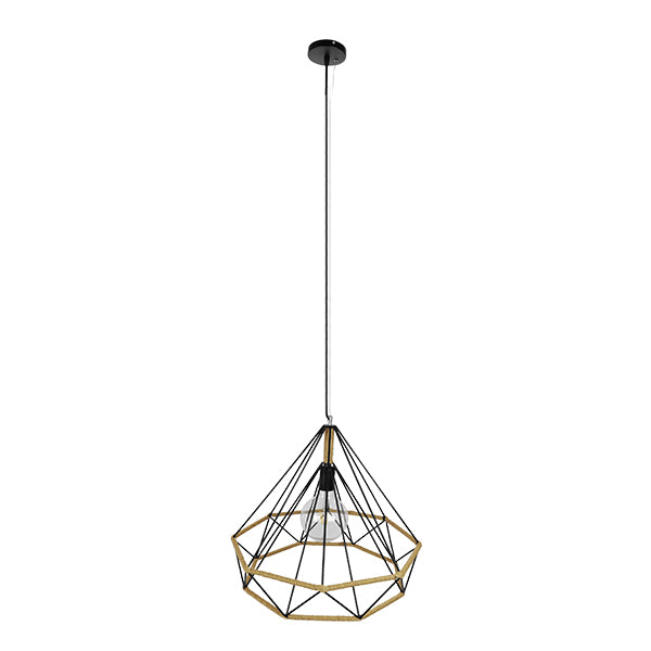 GLOBOSTAR® FLUTED 01422 Vintage Hängeleuchte Deckenleuchte mit Fassung 1 x E27 AC 220-240V IP20 - Schwarz & Beige - L50 x B50 x H44cm
