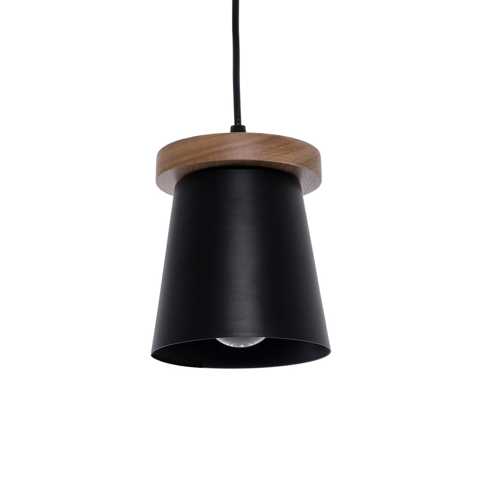 GLOBOSTAR® LANA 01424 Μοντέρνο Κρεμαστό Φωτιστικό Οροφής με Ντουί 1 x E27 AC 220-240V IP20 - Μαύρο & Καφέ - Μ13 x Π13 x Y17cm