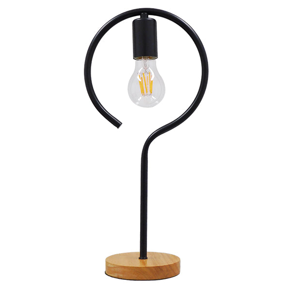 GLOBOSTAR® HONOR ROUND 01434 Μοντέρνο Επιτραπέζιο Φωτιστικό Πορτατίφ με Ντουί 1 x E27 AC 220-240V IP20 - Μαύρο & Μπεζ - M20 x Π20 x Υ42cm