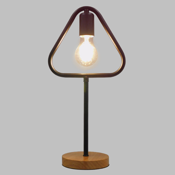 Triunghiul de onoare 01436 Iluminare de masă modernă Porterif unic negru metalic cu bază de stejar din lemn M20 X π20 x y40cm