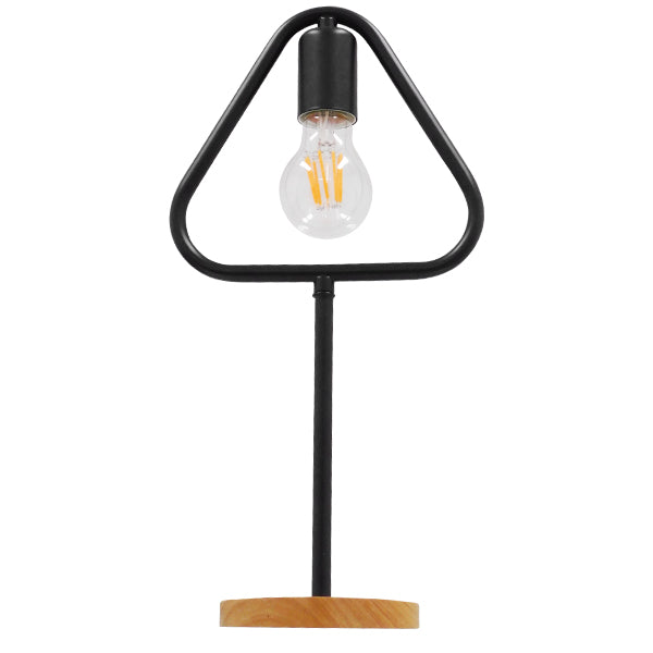 Triunghiul de onoare 01436 Iluminare de masă modernă Porterif unic negru metalic cu bază de stejar din lemn M20 X π20 x y40cm