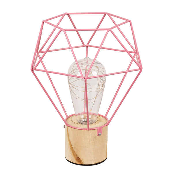 Antler 01442 Modern Table Office Led USB DC 5V Single Metallic Pink Pink Base din lemn din lemn 3000K φ19 X M19 X π19 X Y23CM