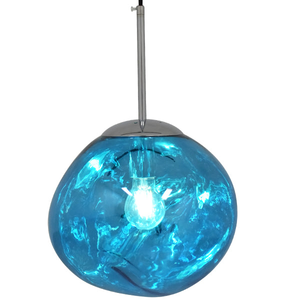 GLOBOSTAR® DIXAR 01463 Μοντέρνο Κρεμαστό Φωτιστικό Οροφής με Ντουί 1 x E27 AC 220-240V IP20 - Μπλε & Ασημί - Μ28 x Π28 x Υ40cm