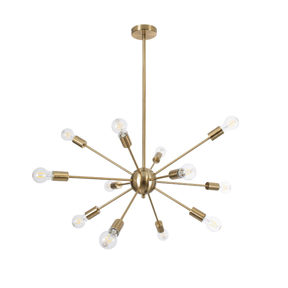 GLOBOSTAR® MILANO 01485 Μοντέρνο Φωτιστικό Οροφής με Ντουί 12 x E27 AC 220-240V IP20 - Χρυσό - Μ80 x Π80 x Υ80cm