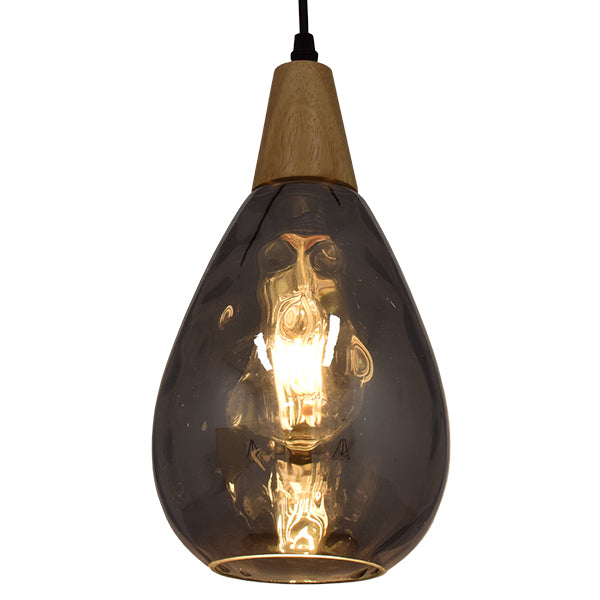 GLOBOSTAR® NOAH 01489 Μοντέρνο Κρεμαστό Φωτιστικό Οροφής με Ντουί 1 x E27 AC 220-240V IP20 - Γκρι & Μπεζ - Μ16 x Π16 x Υ30cm