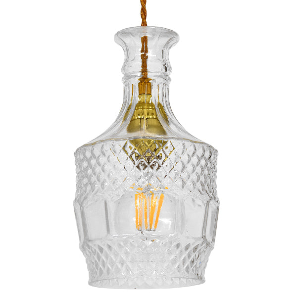 GLOBOSTAR® WHISKEY 01513 Vintage Κρεμαστό Φωτιστικό Οροφής με Ντουί 1 x E27 AC 220-240V IP20 - Διάφανο - Μ13 x Π13 x Υ22cm