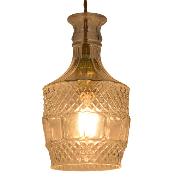 GLOBOSTAR® WHISKEY 01513 Vintage Κρεμαστό Φωτιστικό Οροφής με Ντουί 1 x E27 AC 220-240V IP20 - Διάφανο - Μ13 x Π13 x Υ22cm