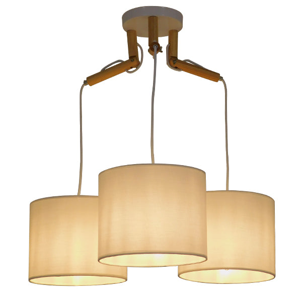 GLOBOSTAR® RAMSON 01526 Μοντέρνο Κρεμαστό Φωτιστικό Οροφής με Ντουί 3 x E27 AC 220-240V IP20 - Λευκό & Μπεζ - Μ65 x Π65 x Υ20cm