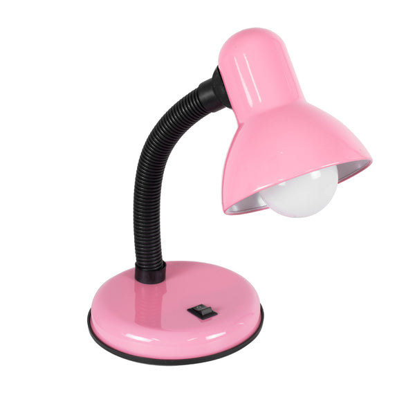 Student Pink 01534 la modă Lumină de masă de masă Single 1 X E27 Pink cu metal alb cu clopot On/Off φ12 x Y32cm