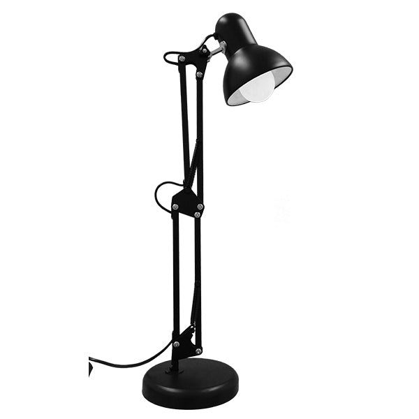 GLOBOSTAR® DESK 01538 Μοντέρνο Επιτραπέζιο Φωτιστικό Πορτατίφ με Ντουί 1 x E27 AC 220-240V IP20 - Μαύρο - Μ15 x Π15 x Υ67cm