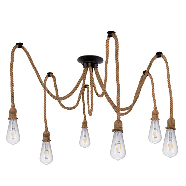 GLOBOSTAR® ATROX 01547 Vintage Κρεμαστό Φωτιστικό Οροφής με Ντουί 6 x E27 AC 220-240V IP20 - Μπεζ - Μ200 x Π200 x Υ100cm