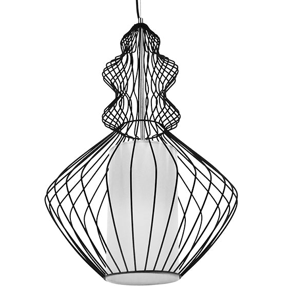 GLOBOSTAR® LILY 01558 Vintage Κρεμαστό Φωτιστικό Οροφής με Ντουί 1 x E27 AC 220-240V IP20 - Μαύρο & Λευκό - Μ43 x Π43 x Υ55cm