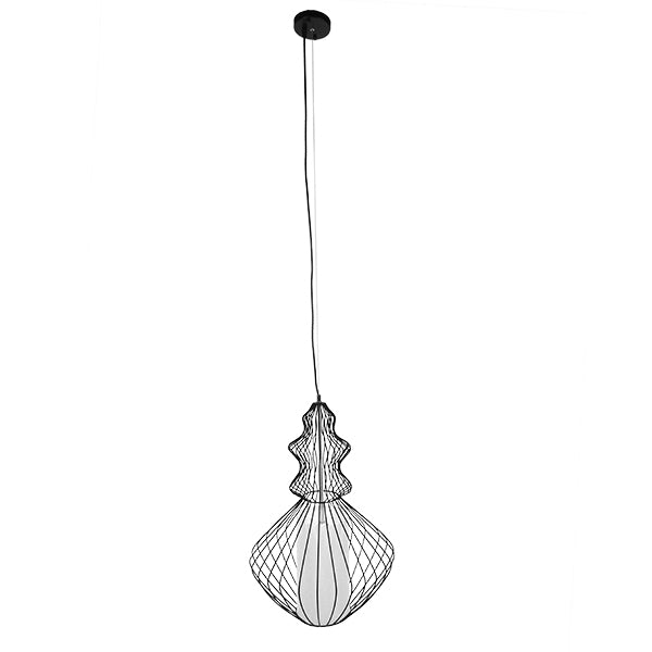 GLOBOSTAR® LILY 01558 Vintage Κρεμαστό Φωτιστικό Οροφής με Ντουί 1 x E27 AC 220-240V IP20 - Μαύρο & Λευκό - Μ43 x Π43 x Υ55cm