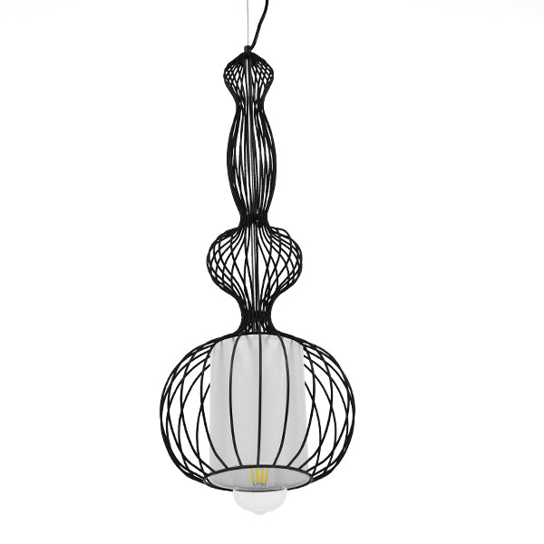 GLOBOSTAR® LILY 01560 Vintage Κρεμαστό Φωτιστικό Οροφής με Ντουί 1 x E27 AC 220-240V IP20 - Μαύρο & Λευκό - Μ25 x Π25 x Υ67cm