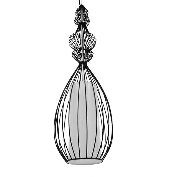 GLOBOSTAR® LILY 01561 Vintage Κρεμαστό Φωτιστικό Οροφής με Ντουί 1 x E27 AC 220-240V IP20 - Μαύρο & Λευκό - Μ90 x Π90 x Υ20cm