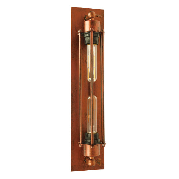 GLOBOSTAR® BESPOKE 01565 Vintage Φωτιστικό Τοίχου - Απλίκα με Ντουί 2 x E27 AC 220-240V IP20 - Χάλκινο Εφέ Σκουριάς - Μ10 x Π11 x Υ47cm