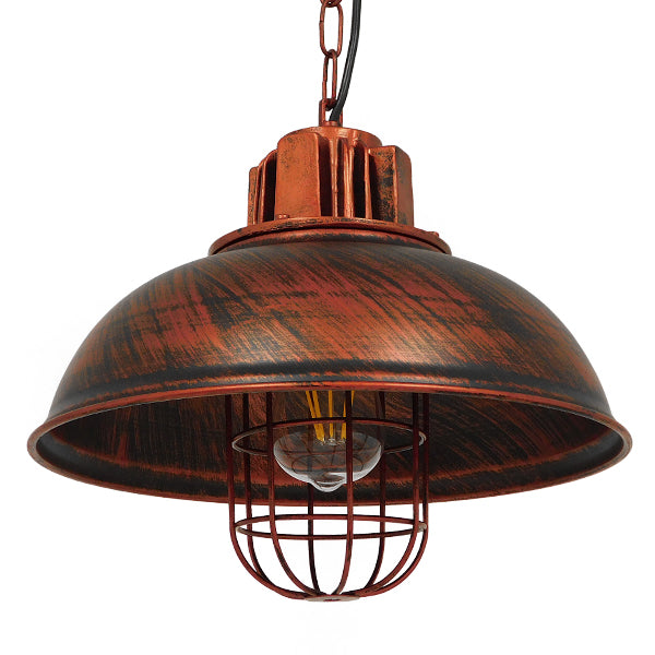 GLOBOSTAR® HARROW 01572 Vintage Κρεμαστό Φωτιστικό Οροφής με Ντουί 1 x E27 AC 220-240V IP20 - Χάλκινο - Μ33 x Π33 x Υ26cm