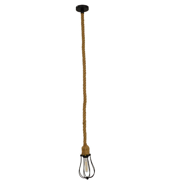 GLOBOSTAR® CAMBER 01594 Vintage Hängeleuchte mit 1 x E27 Fassung AC 220-240V IP20 - Schwarz & Beige - L11 x B11 x H25cm