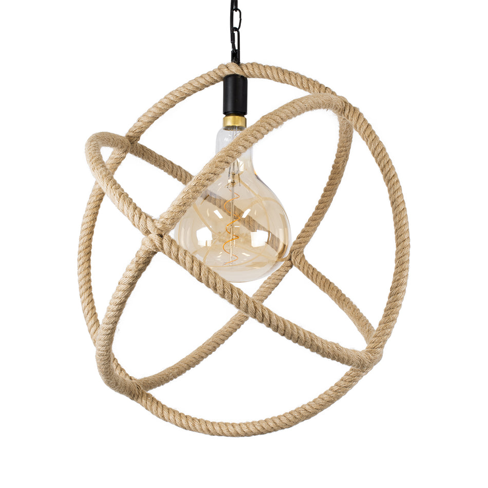 GLOBOSTAR® BELLE 01597 Vintage Κρεμαστό Φωτιστικό Οροφής με Ντουί 1 x E27 AC 220-240V IP20 - Μπεζ - Μ56 x Π56 x Y58cm