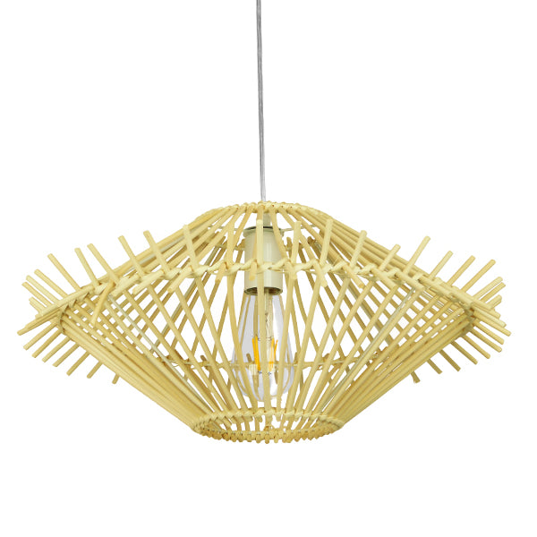 GLOBOSTAR® SASSO 01601 Boho Κρεμαστό Φωτιστικό Οροφής με Ντουί 1 x E27 AC 220-240V IP20 - Μπεζ - Μ50 x Π50 x Y23cm
