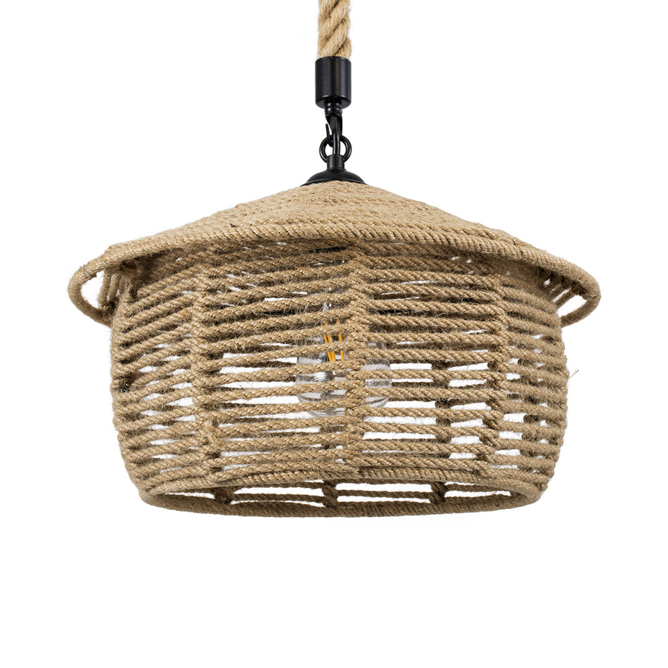 GLOBOSTAR® SPIRIT 01607 Boho Κρεμαστό Φωτιστικό Οροφής με Ντουί 1 x E27 AC 220-240V IP20 - Μπεζ - Μ35 x Π35 x Y30cm