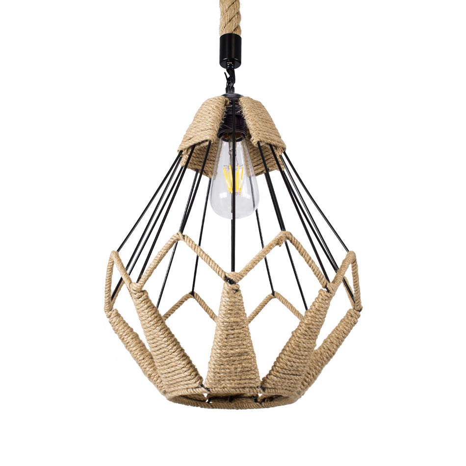 GLOBOSTAR® CONICAL 01617 Vintage Hängeleuchte mit 1 x E27 Fassung AC 220-240V IP20 - Schwarz & Beige - L30 x B30 x H40cm