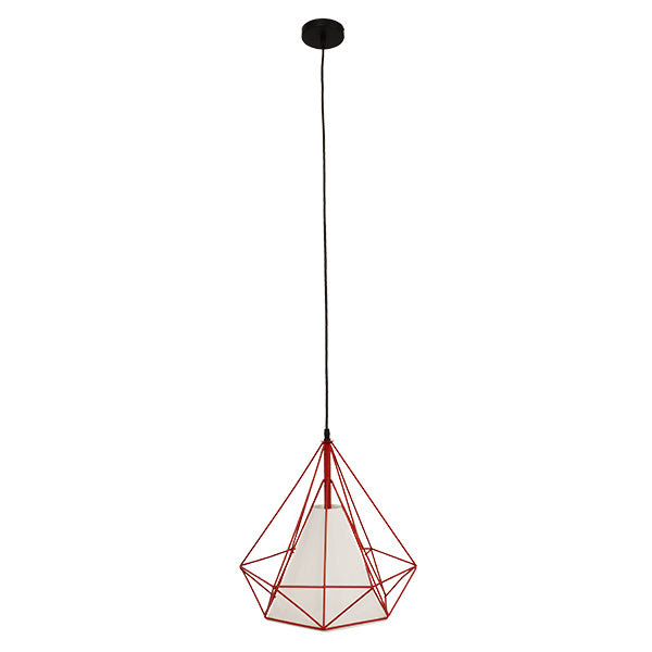 GLOBOSTAR® KAIRI 01620 Μοντέρνο Κρεμαστό Φωτιστικό Οροφής με Ντουί 1 x E27 AC 220-240V IP20 - Κόκκινο & Λευκό - Μ38 x Π38 x Υ39cm