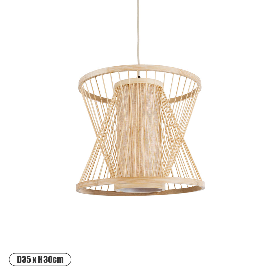 GLOBOSTAR® HIBISCUS 01632 Boho Κρεμαστό Φωτιστικό Οροφής με Ντουί 1 x E27 AC 220-240V IP20 - Μπεζ - Μ35 x Π35 x Y30cm