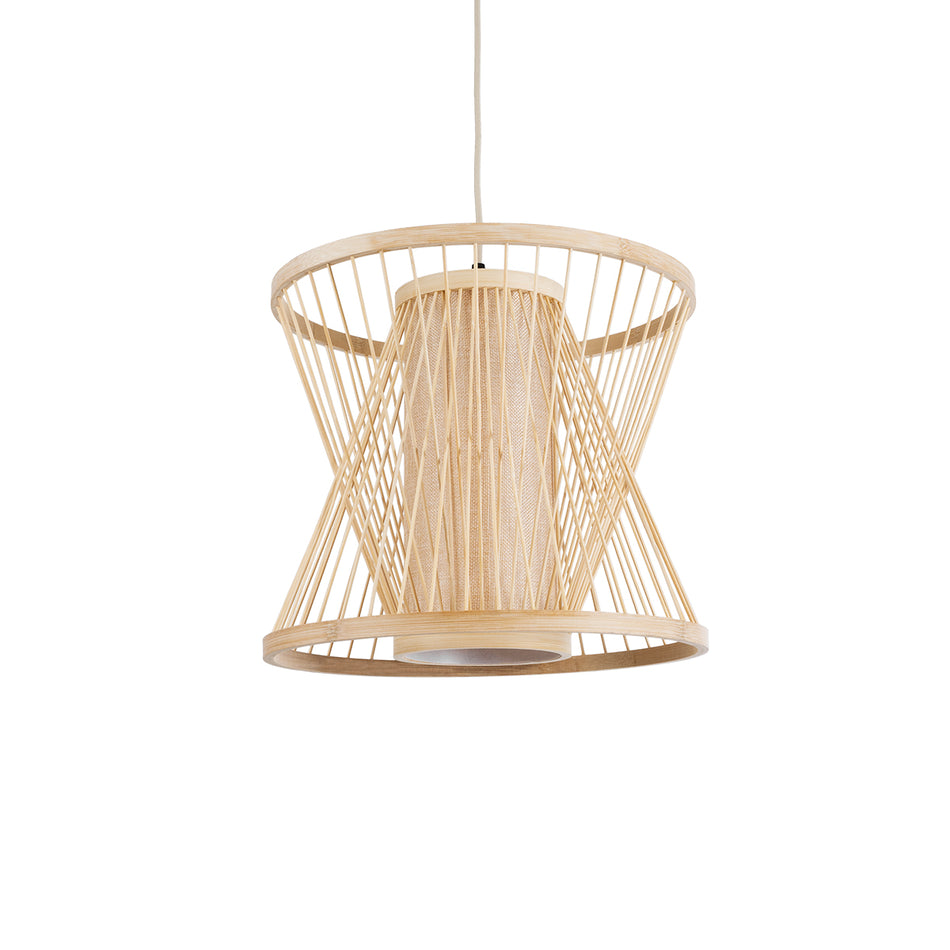 GLOBOSTAR® HIBISCUS 01632 Boho Κρεμαστό Φωτιστικό Οροφής με Ντουί 1 x E27 AC 220-240V IP20 - Μπεζ - Μ35 x Π35 x Y30cm