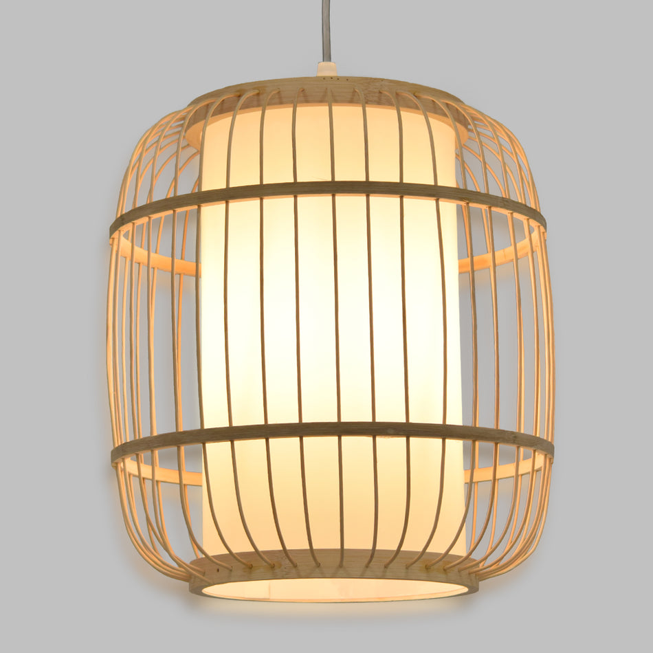 GLOBOSTAR® HIBISCUS 01633 Boho Κρεμαστό Φωτιστικό Οροφής με Ντουί 1 x E27 AC 220-240V IP20 - Μπεζ - Μ26 x Π26 x Y32cm