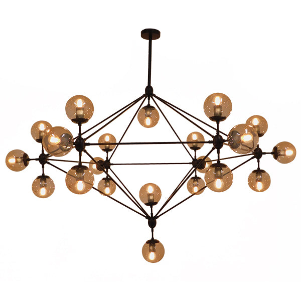 GLOBOSTAR® SENTINEL 01638 Μοντέρνο Φωτιστικό Οροφής με Ντουί 21 x E27 AC 220-240V IP20 - Μαύρο & Μελί - Μ170 x Π170 x Υ136cm