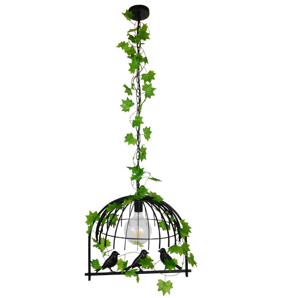 GLOBOSTAR® NEST 01640 Vintage Κρεμαστό Φωτιστικό Οροφής με Ντουί 1 x E27 AC 220-240V IP20 - Μαύρο & Πράσινο - Μ48 x Π38 x Υ40cm