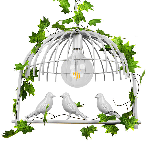 GLOBOSTAR® NEST 01641 Vintage Κρεμαστό Φωτιστικό Οροφής με Ντουί 1 x E27 AC 220-240V IP20 - Λευκό & Πράσινο - Μ48 x Π38 x Y40cm