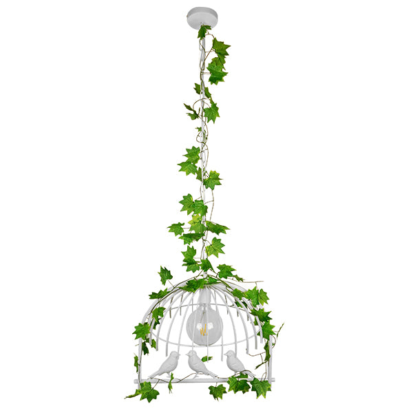 GLOBOSTAR® NEST 01641 Vintage Κρεμαστό Φωτιστικό Οροφής με Ντουί 1 x E27 AC 220-240V IP20 - Λευκό & Πράσινο - Μ48 x Π38 x Y40cm