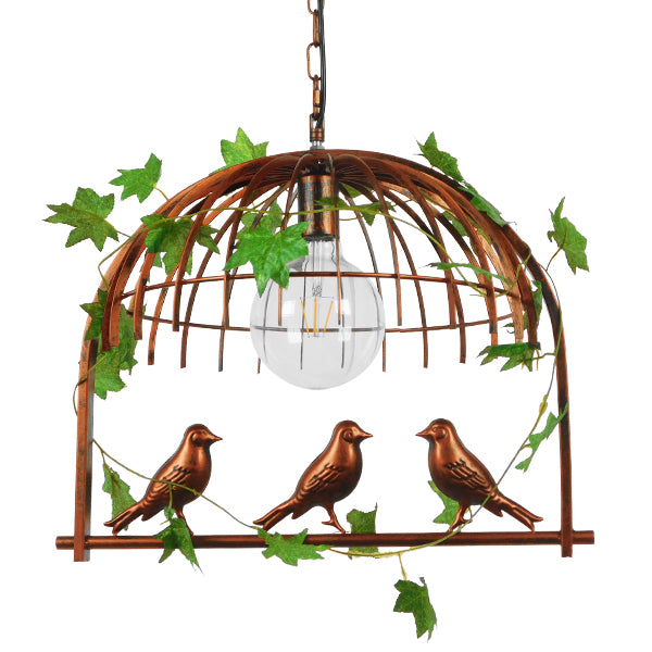 GLOBOSTAR® NEST 01642 Vintage Κρεμαστό Φωτιστικό Οροφής με Ντουί 1 x E27 AC 220-240V IP20 - Χάλκινο & Πράσινο - Μ48 x Π38 x Y40cm