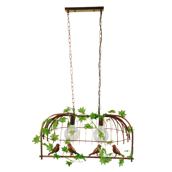 GLOBOSTAR® NEST 01645 Vintage Κρεμαστό Φωτιστικό Οροφής με Ντουί 2 x E27 AC 220-240V IP20 - Χάλκινο & Πράσινο - Μ76 x Π36 x Y37cm