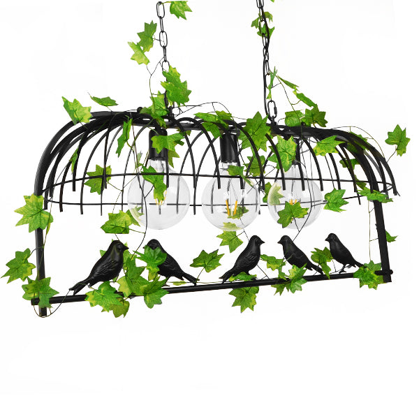 GLOBOSTAR® NEST 01646 Vintage Κρεμαστό Φωτιστικό Οροφής με Ντουί 3 x E27 AC 220-240V IP20 - Μαύρο & Πράσινο - Μ86 x Π38 x Y37cm