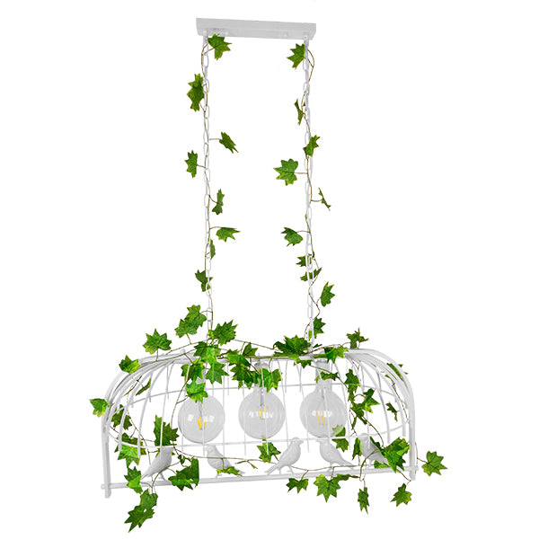 GLOBOSTAR® NEST 01647 Vintage Κρεμαστό Φωτιστικό Οροφής με Ντουί 3 x E27 AC 220-240V IP20 - Λευκό & Πράσινο - Μ86 x Π38 x Y37cm