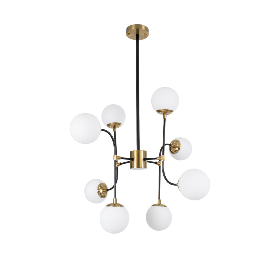 GLOBOSTAR® STARDUST 01649 Vintage Φωτιστικό Οροφής με Ντουί 8 x E27 AC 220-240V IP20 - Μαύρο & Χρυσό - Μ75 x Π75 x Υ100cm